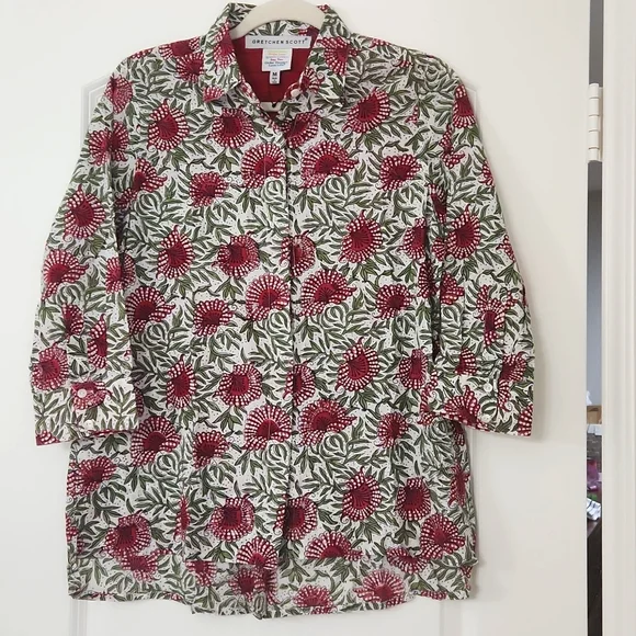 Gretchen Scott beautiful, cotton, button down shirt in great condition!🌺 - Picture 1 of 8